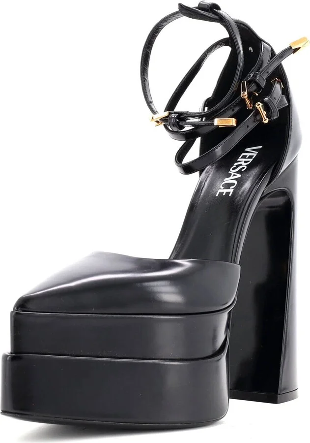 VERSACE Women's Medusa Aevitas Pointed Platform Pumps Leather