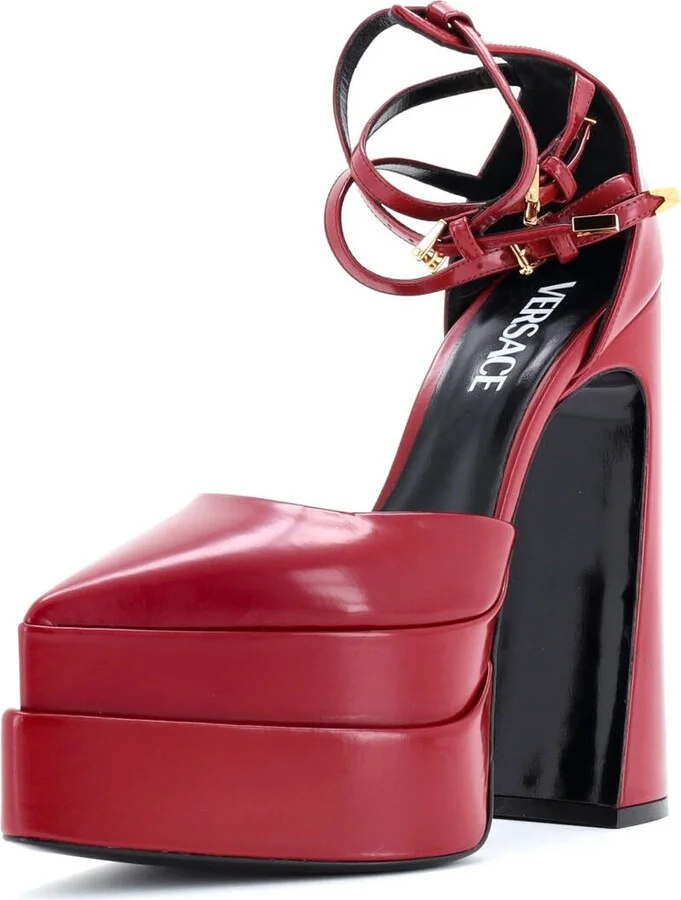VERSACE Women's Medusa Aevitas Pointed Platform Pumps Leather