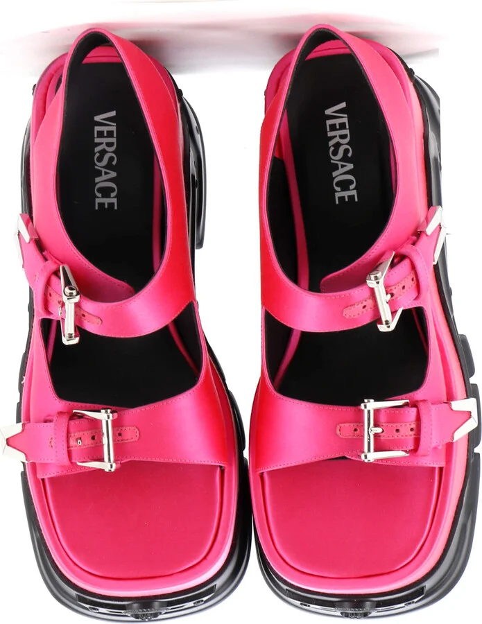 VERSACE Women's Medusa Anthem Platform Sandals Satin - Image 2