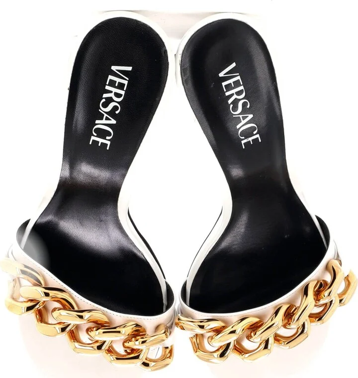 VERSACE Women's Medusa Chain Heeled Sandals Leather - Image 2