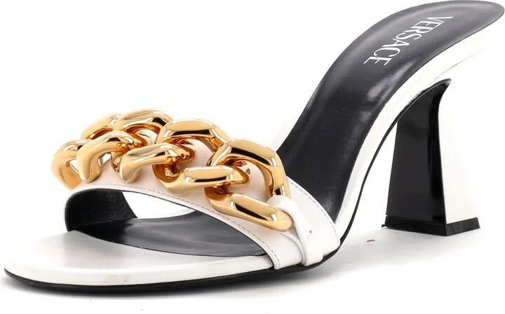 VERSACE Women's Medusa Chain Heeled Sandals Leather