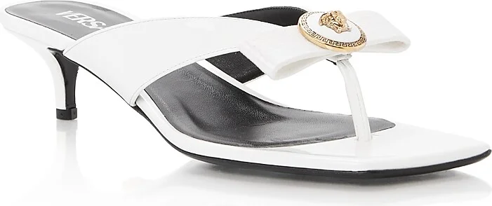 Versace Women's Slip On Embellished Mid Heel Sandals