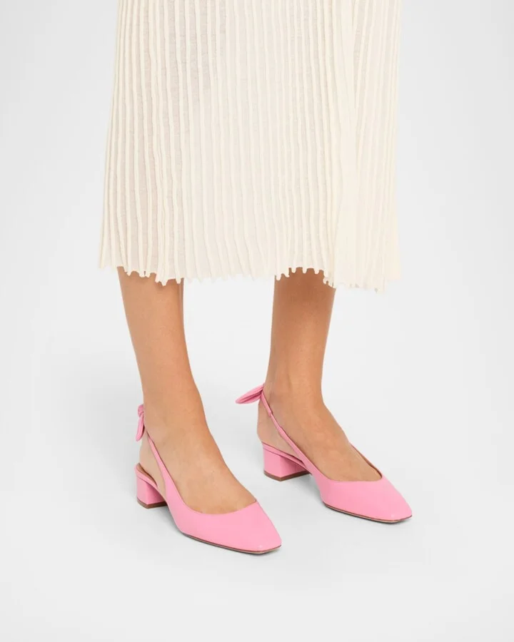 Very Bow Tie Leather Slingback Pumps - Image 3