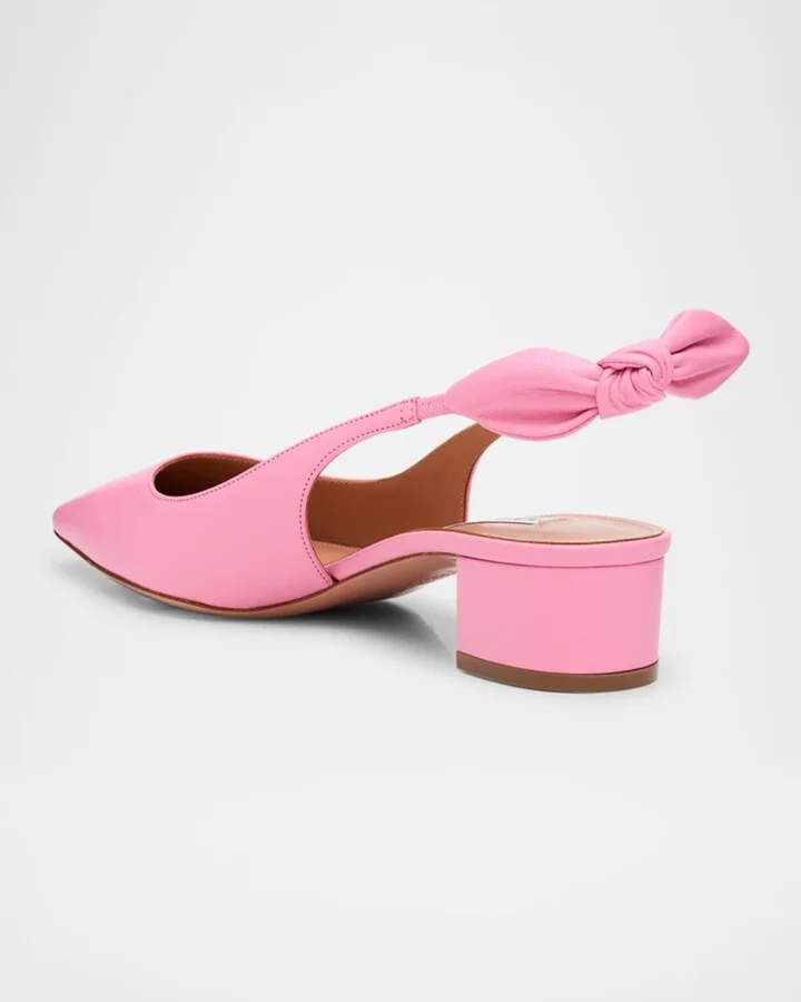 Very Bow Tie Leather Slingback Pumps - Image 9