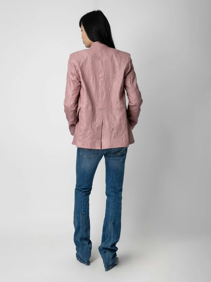 Very Crinkled Leather Blazer - Image 2