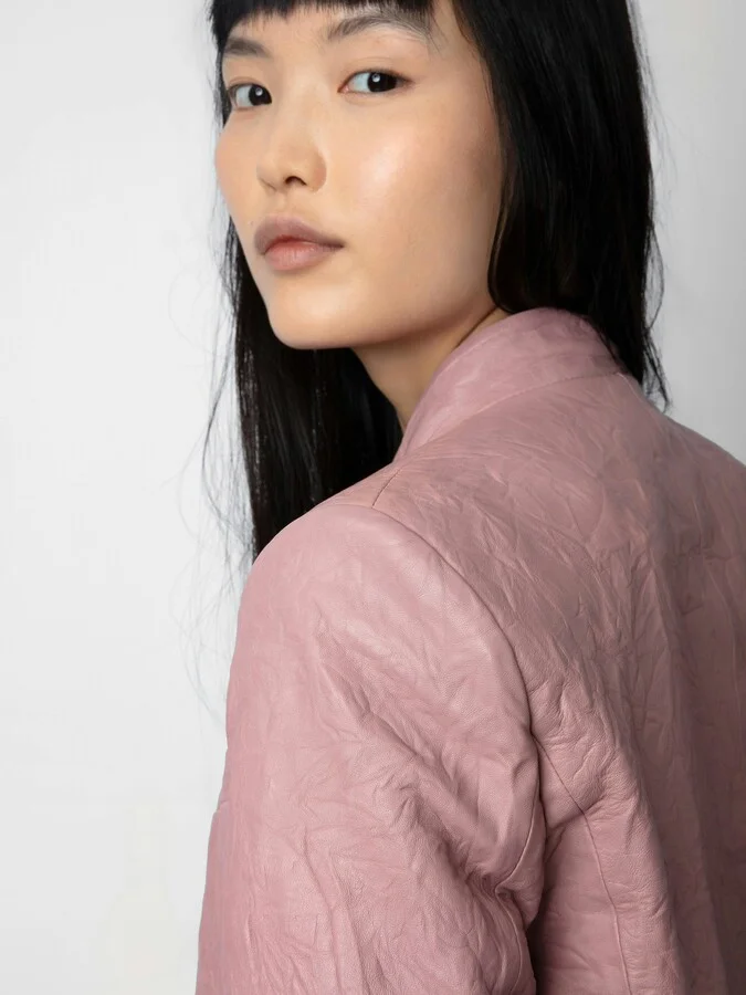 Very Crinkled Leather Blazer - Image 4
