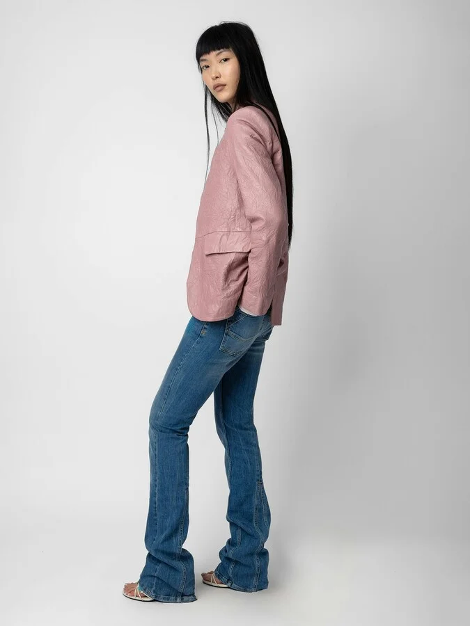 Very Crinkled Leather Blazer - Image 5