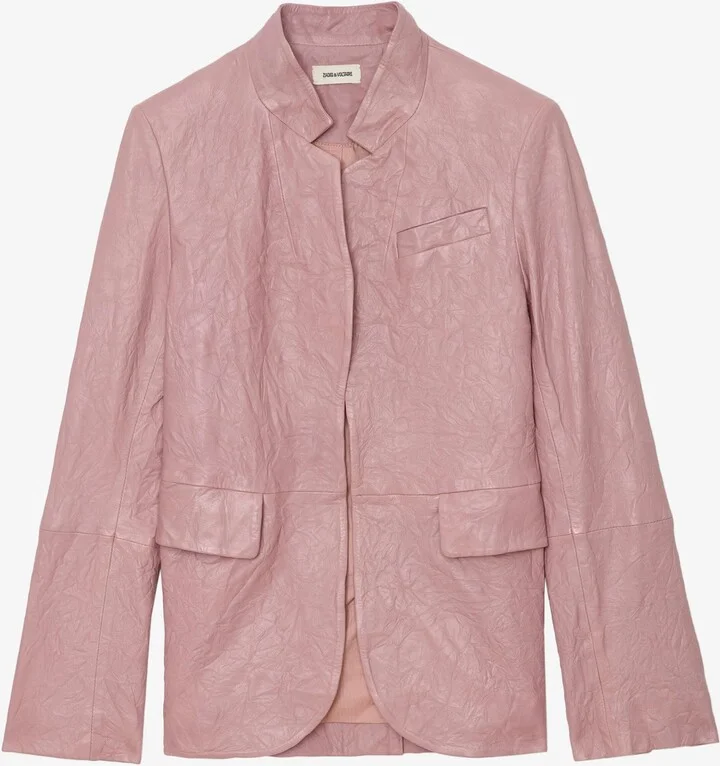 Very Crinkled Leather Blazer - Image 7
