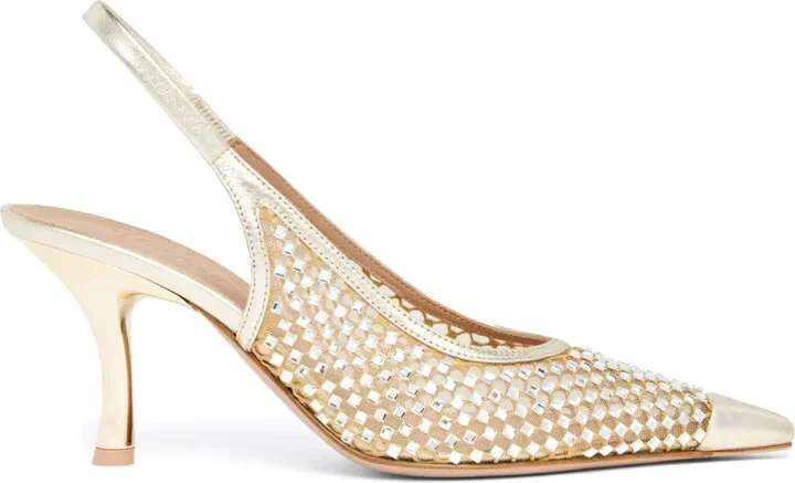 Vesper 70mm crystal-embellished slingback pumps