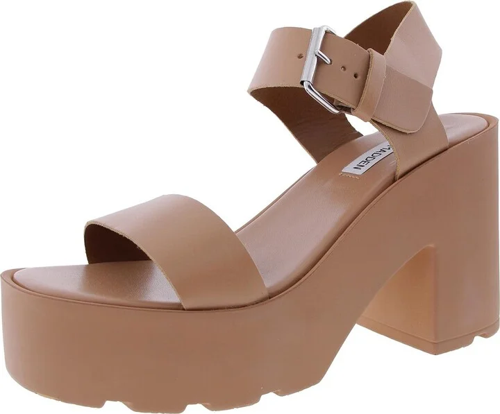 Vesta Womens Buckle Faux Leather Platform Sandals