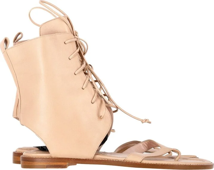 Vestalpa Sandals in Beige Leather