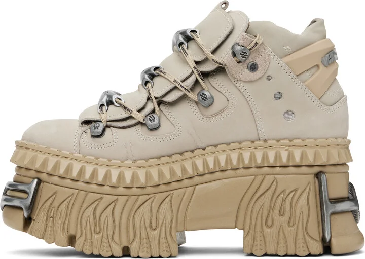 VETEMENTS Beige New Rock Edition Fire Platform Sneakers - Image 3
