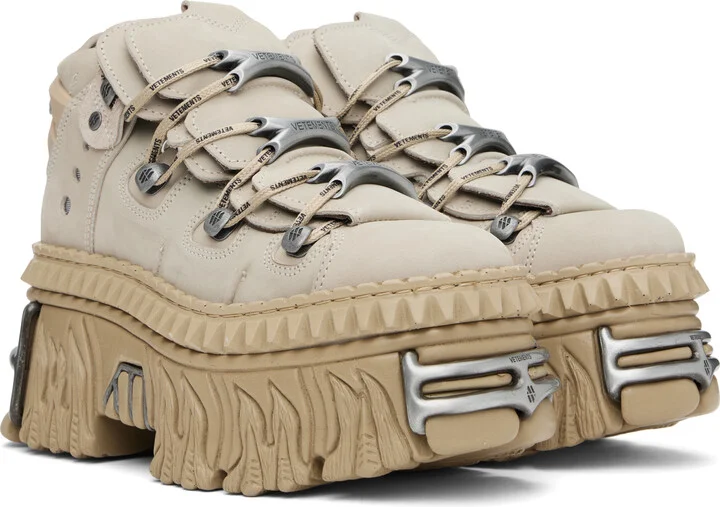 VETEMENTS Beige New Rock Edition Fire Platform Sneakers - Image 4
