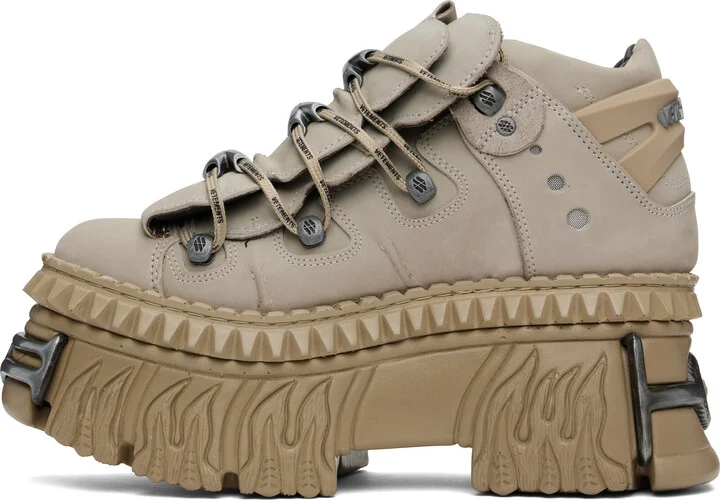 VETEMENTS Beige New Rock Edition Fire Platform Sneakers - Image 3