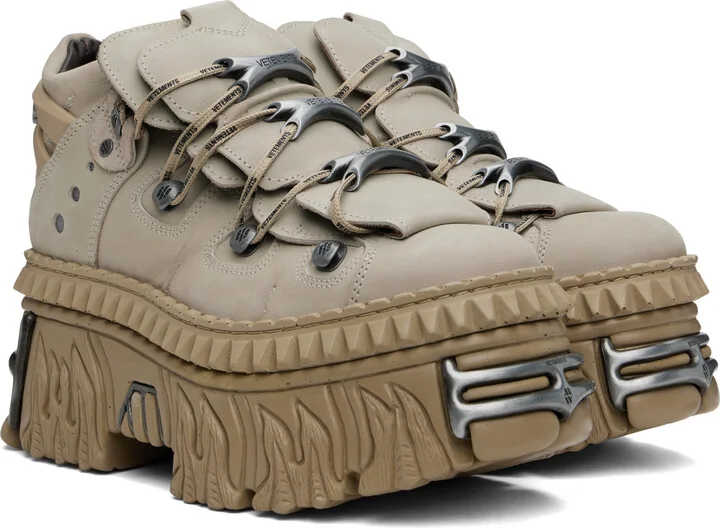 VETEMENTS Beige New Rock Edition Fire Platform Sneakers - Image 4