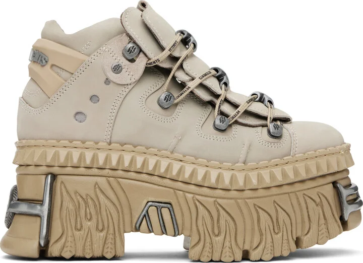 VETEMENTS Beige New Rock Edition Fire Platform Sneakers