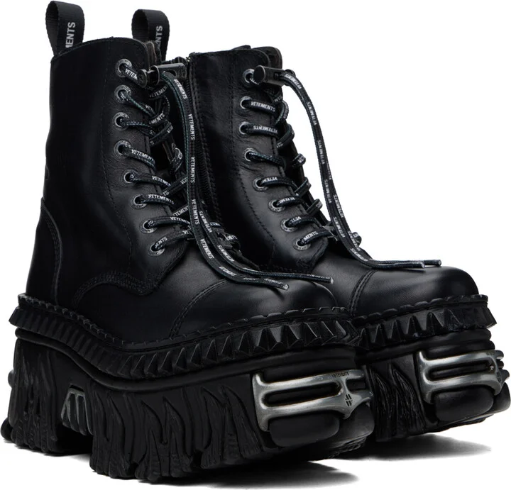 VETEMENTS Black New Rock Edition Combat Boots - Image 4