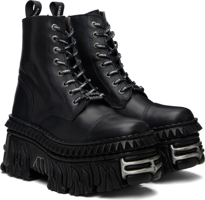 VETEMENTS Black New Rock Edition Combat Boots - Image 4