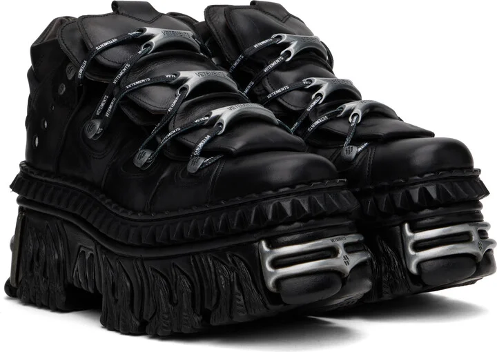 VETEMENTS Black New Rock Edition Fire Platform Sneakers - Image 4