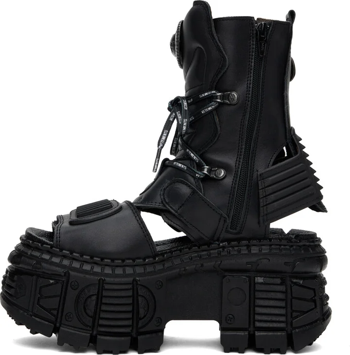 VETEMENTS Black New Rock Edition Leather Boots - Image 3