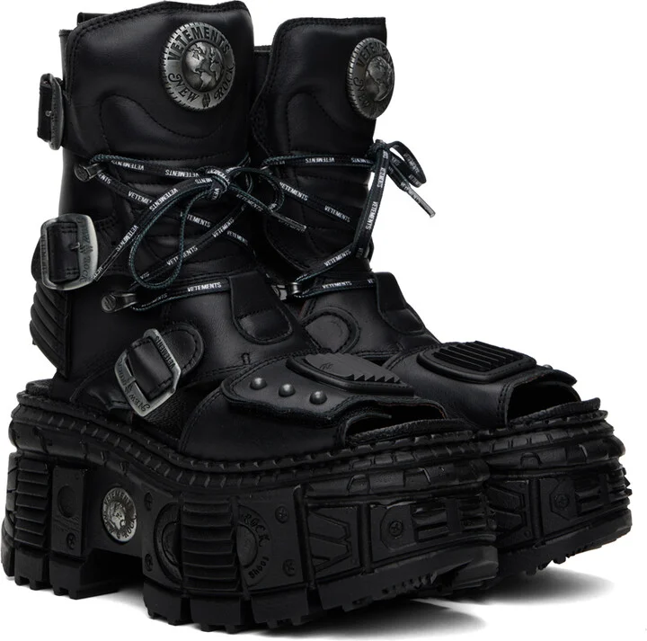 VETEMENTS Black New Rock Edition Leather Boots - Image 4