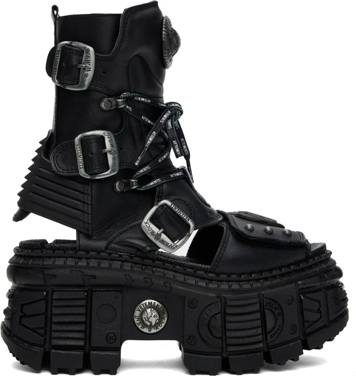 VETEMENTS Black New Rock Edition Leather Boots