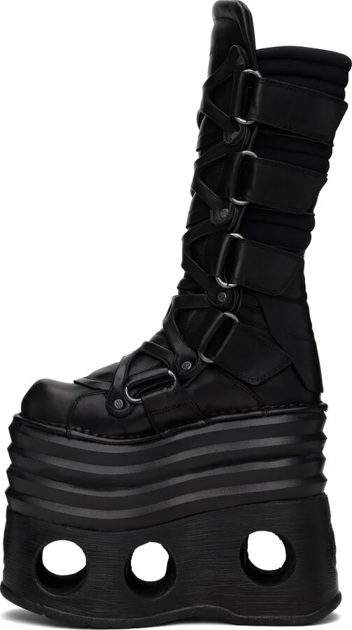 VETEMENTS Black New Rock Edition Platform Tower Boots - Image 3