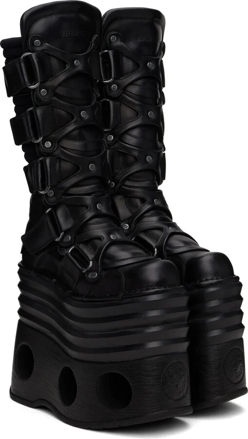 VETEMENTS Black New Rock Edition Platform Tower Boots - Image 4