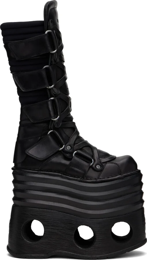 VETEMENTS Black New Rock Edition Platform Tower Boots