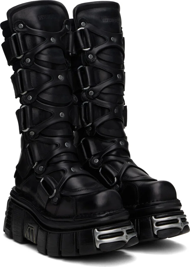 VETEMENTS Black New Rock Edition Tower Boots - Image 4