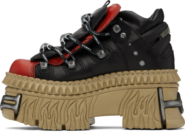 VETEMENTS Black & Red New Rock Edition Platform Sneakers - Image 3