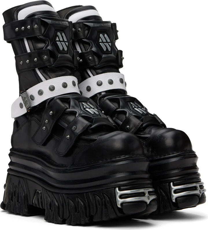 VETEMENTS Black & White New Rock Edition Gamer Boots - Image 4
