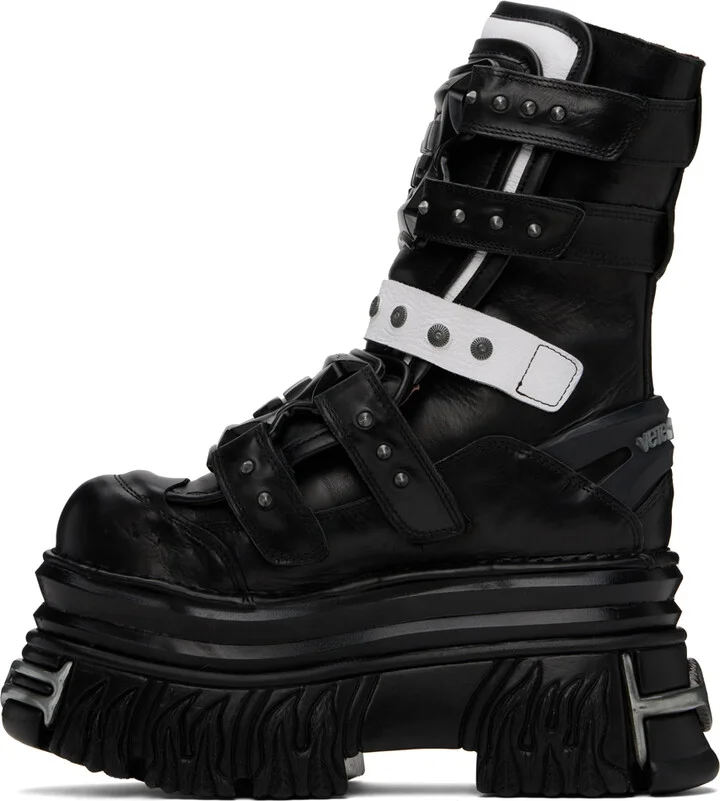 VETEMENTS Black & White New Rock Edition Gamer Boots - Image 3