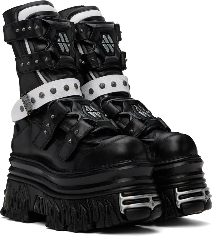VETEMENTS Black & White New Rock Edition Gamer Boots - Image 4