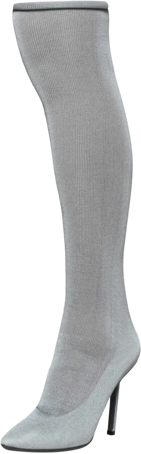 Vetements Grey Stretch Fabric Reflective Thigh High Socks Boots Size 38