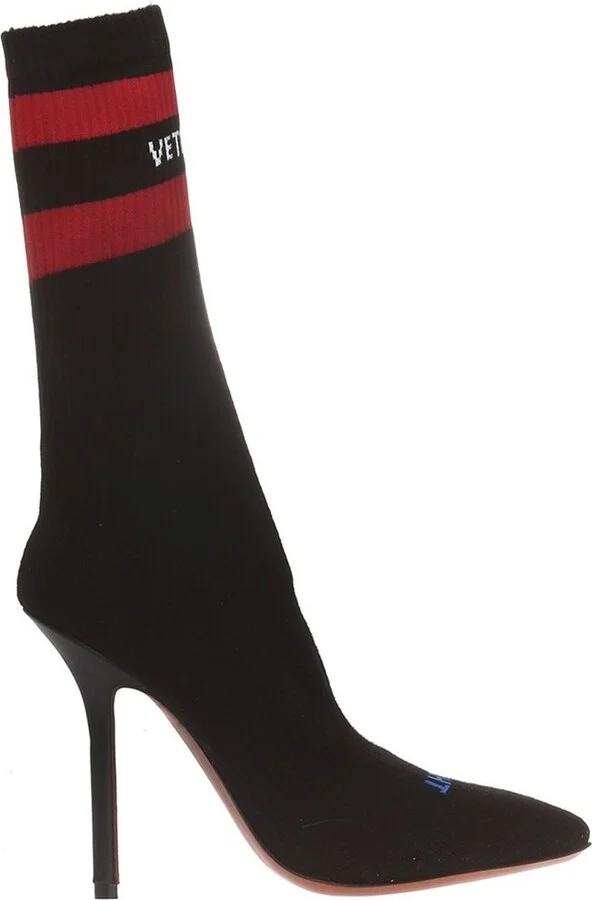 Vetements Logo Printed Heeled Sock Boots