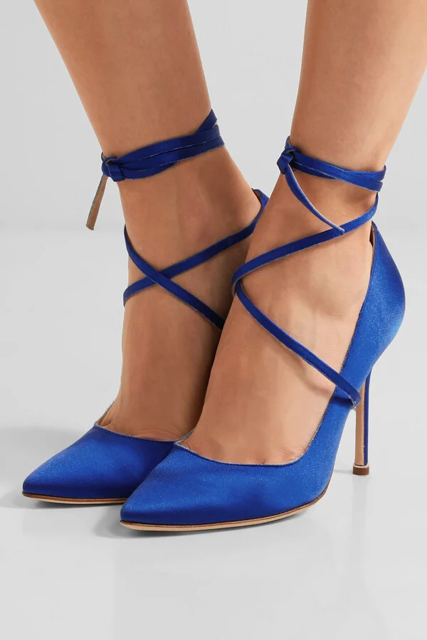 VETEMENTS - + Manolo Blahnik Satin Pumps - Blue - Image 2