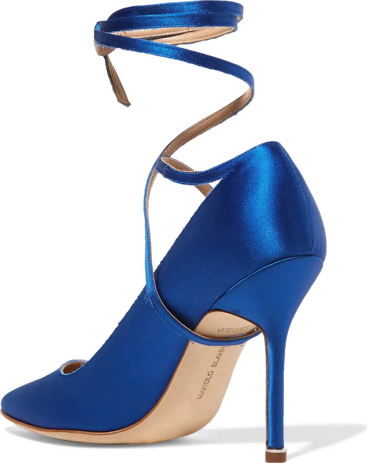 VETEMENTS - + Manolo Blahnik Satin Pumps - Blue - Image 3
