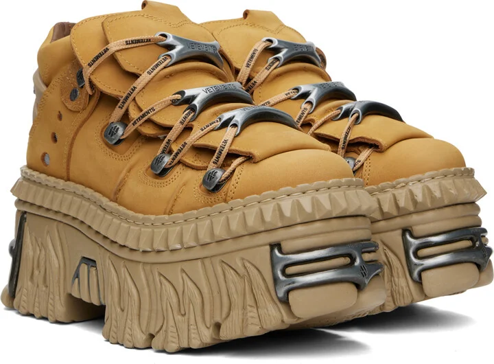 VETEMENTS Tan New Rock Edition Platform Sneakers - Image 4