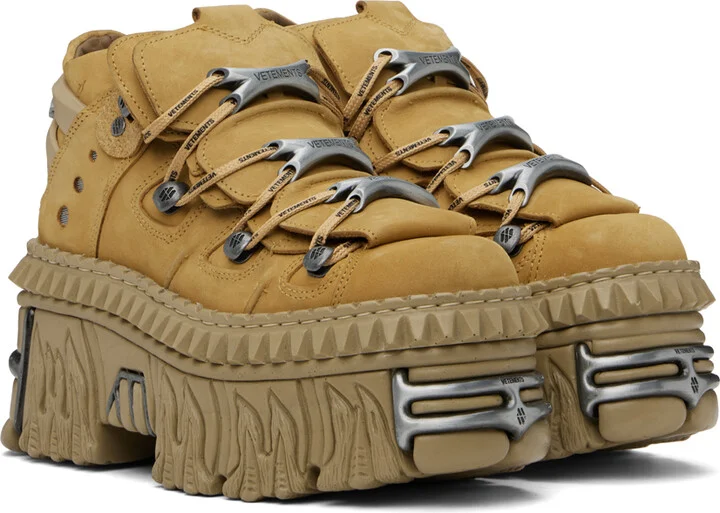 VETEMENTS Tan New Rock Edition Platform Sneakers - Image 4