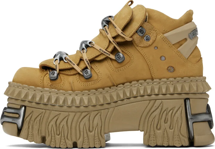 VETEMENTS Tan New Rock Edition Platform Sneakers - Image 3
