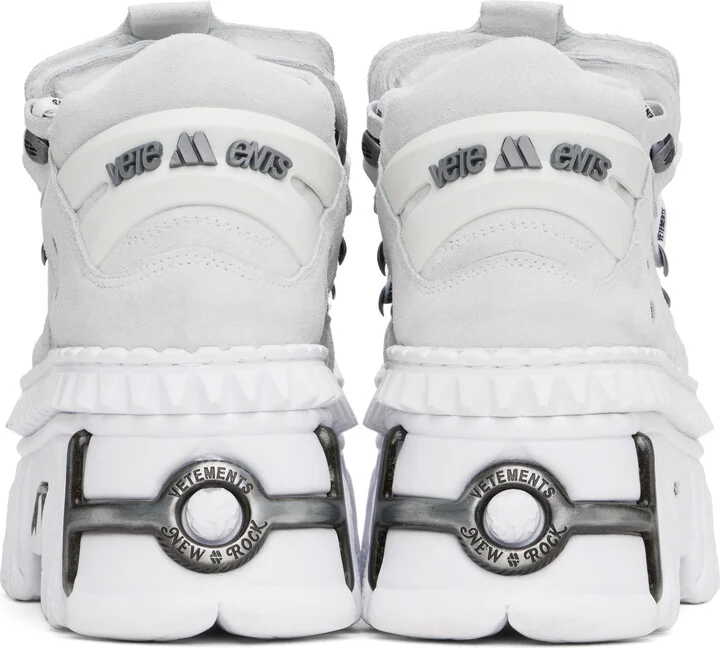 VETEMENTS White & Gray New Rock Edition Fire Platform Sneakers - Image 2