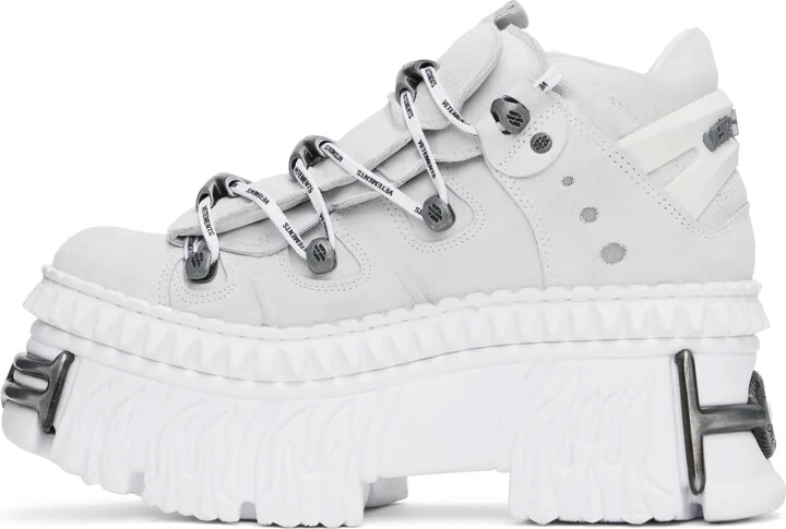 VETEMENTS White & Gray New Rock Edition Fire Platform Sneakers - Image 3