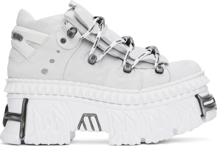 VETEMENTS White & Gray New Rock Edition Fire Platform Sneakers