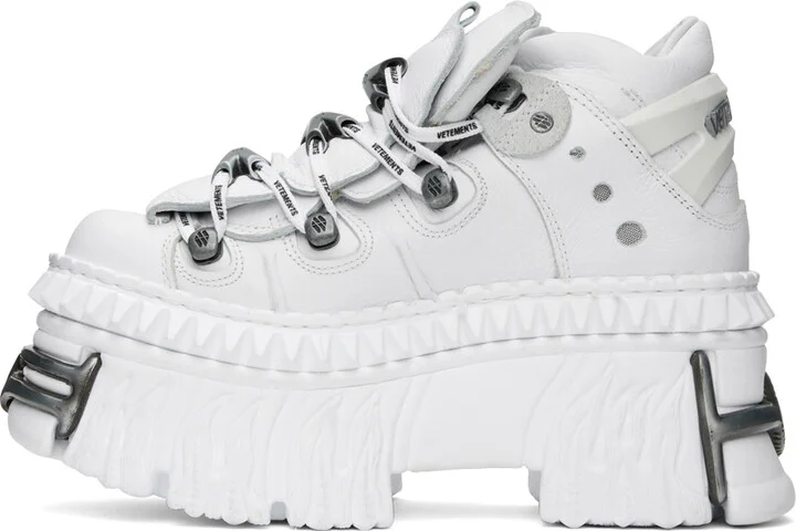 VETEMENTS White New Rock Edition Platform Sneakers - Image 3