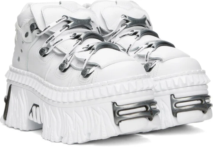 VETEMENTS White New Rock Edition Platform Sneakers - Image 4