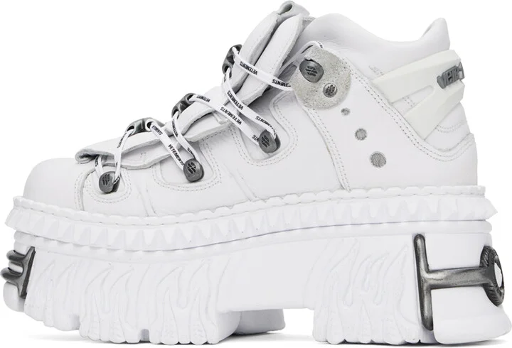 VETEMENTS White New Rock Edition Platform Sneakers - Image 3