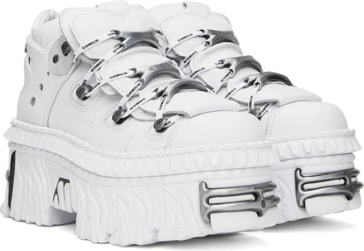 VETEMENTS White New Rock Edition Platform Sneakers - Image 4