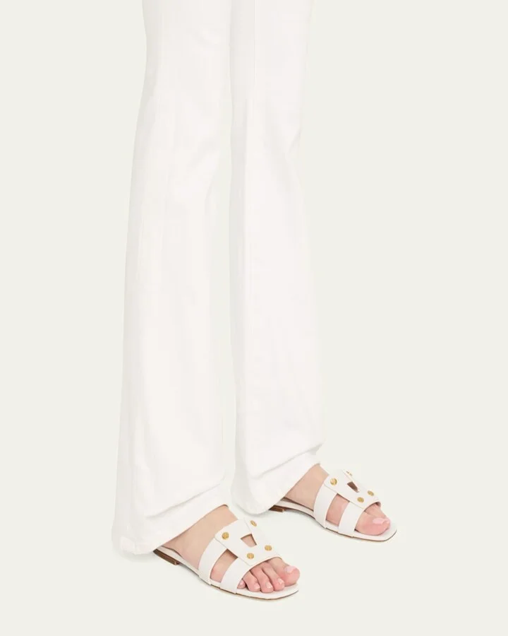 Via Leather Flat Slide Sandals - Image 3
