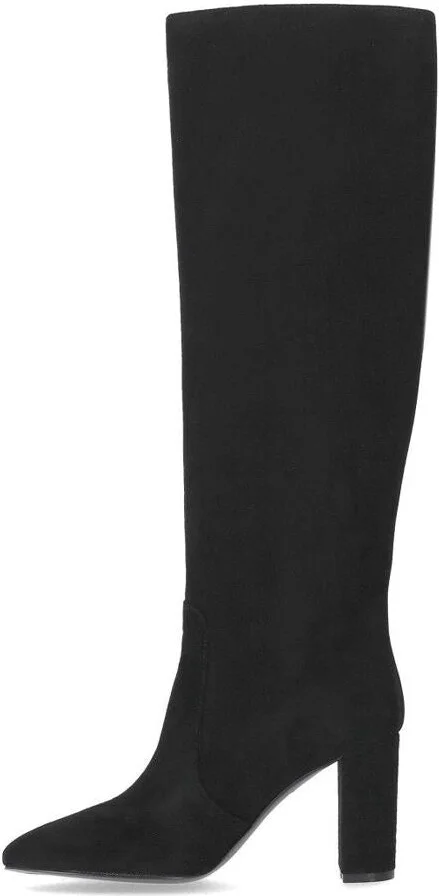 Via Roma 15 Black Suède Heeled High Boot - Image 3